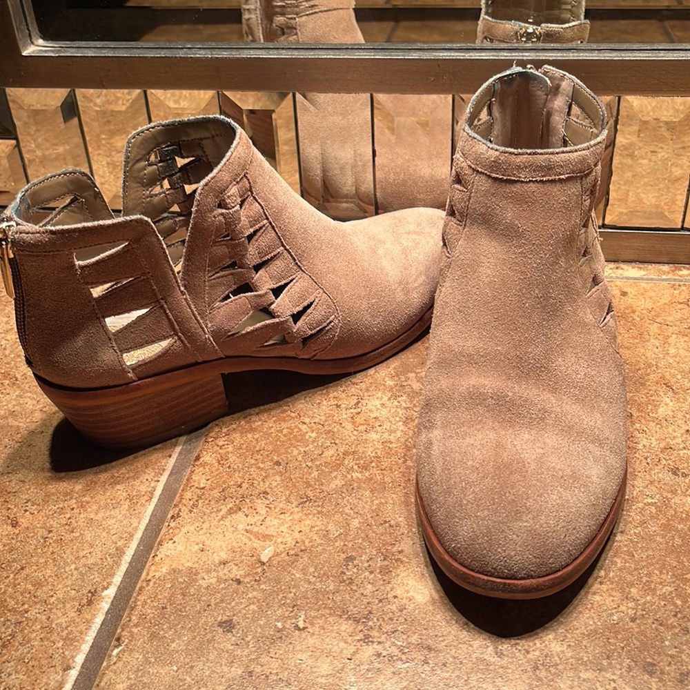 Vince Camuto Taupe Suede Booties